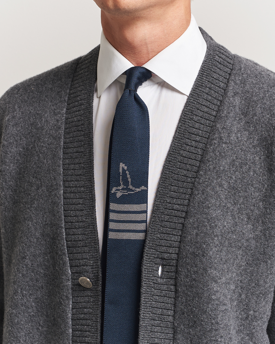 Men | Ties | Thom Browne | Jacquard Knit Tie Navy