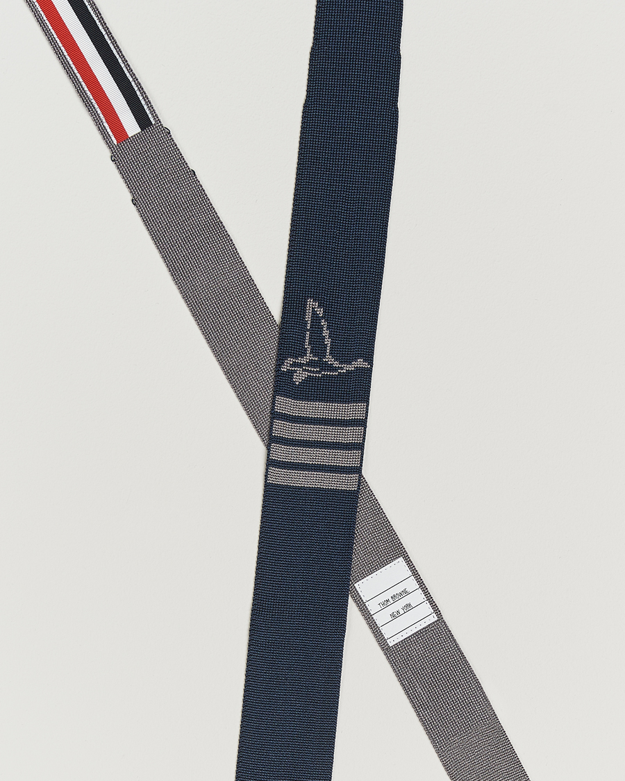Men | Ties | Thom Browne | Jacquard Knit Tie Navy