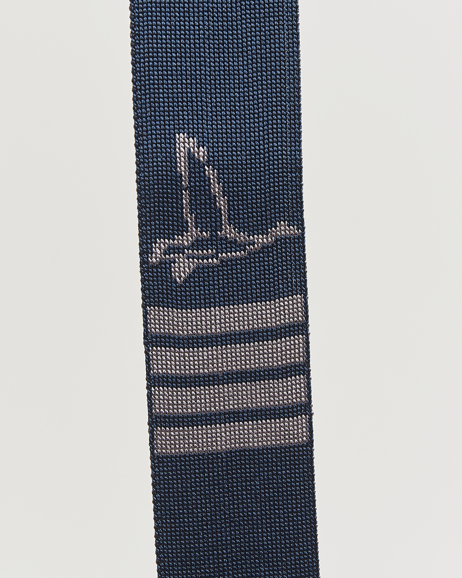 Men | Ties | Thom Browne | Jacquard Knit Tie Navy