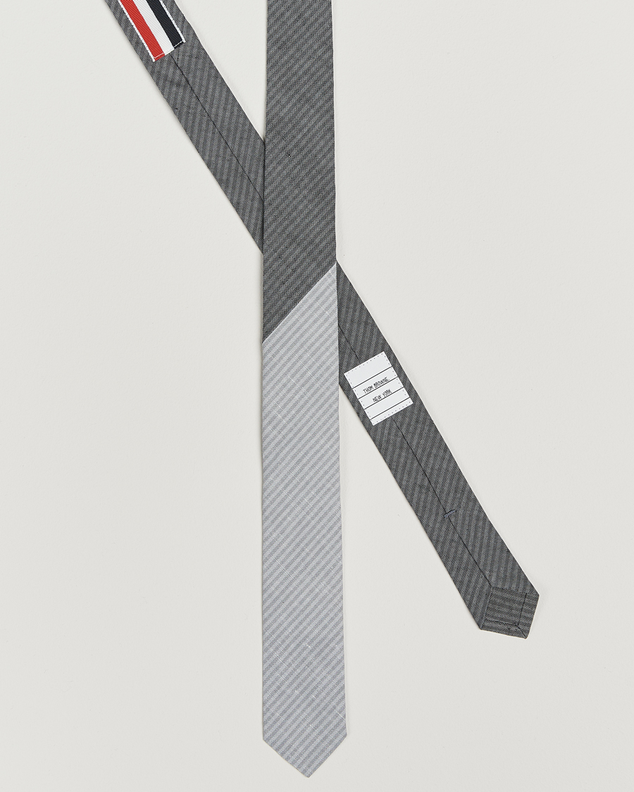 Men | Ties | Thom Browne | Uni Stripe Tie Light Grey
