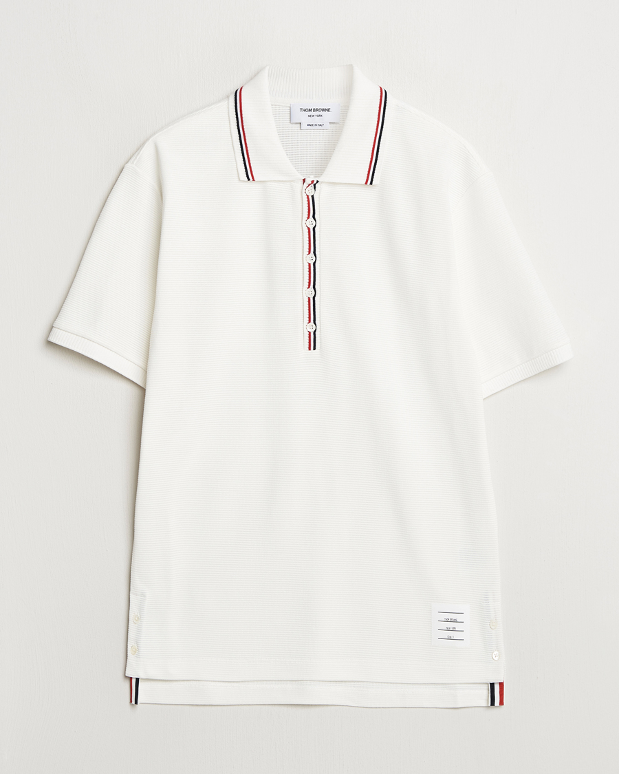 Men | Polo Shirts | Thom Browne | Waffle Cotton Polo Natural White