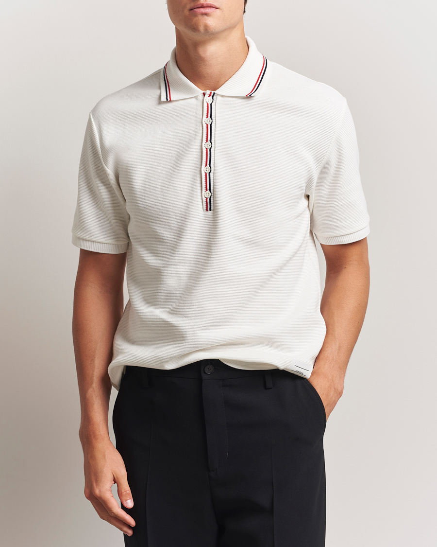 Men | Polo Shirts | Thom Browne | Waffle Cotton Polo Natural White