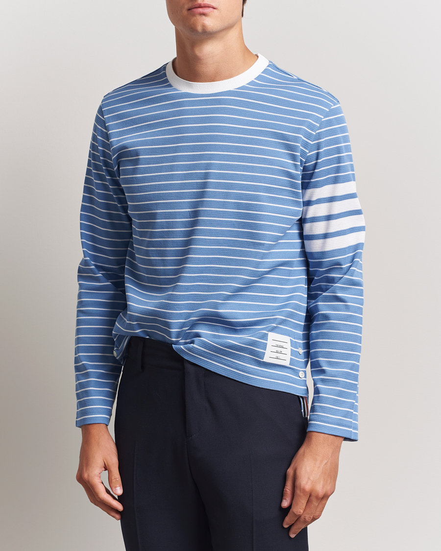 Men | T-Shirts | Thom Browne | Long Sleeve T-Shirt Blue/White