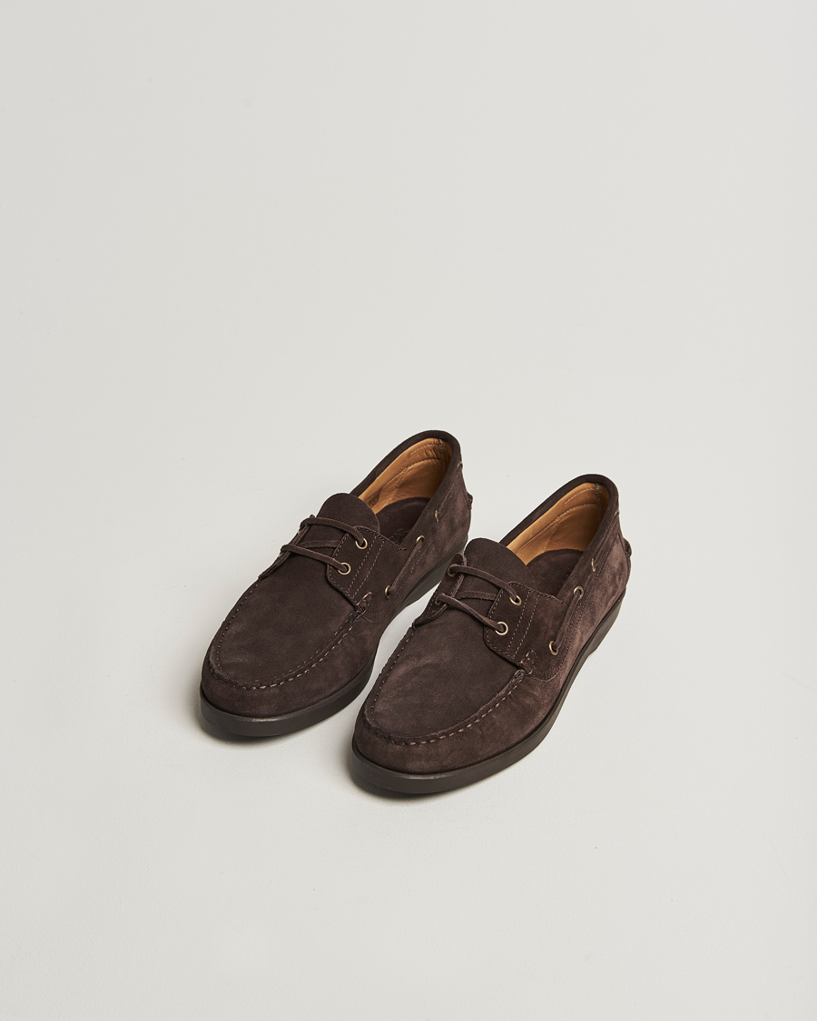 Men | Boat Shoes | Oscar Jacobson | Deck Shoe Suede Chocolate Brown