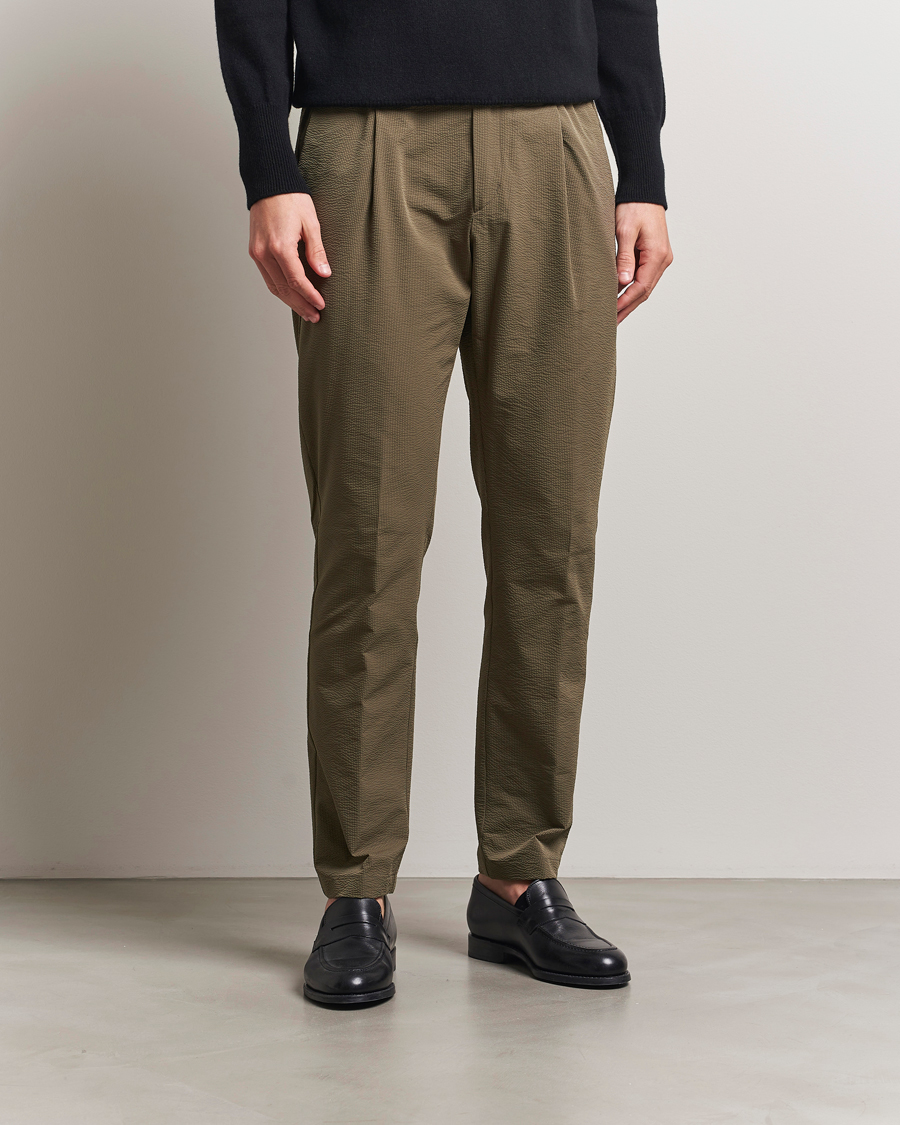 Men | Trousers | Herno | Seersucker Drawstring Pants Verde Green