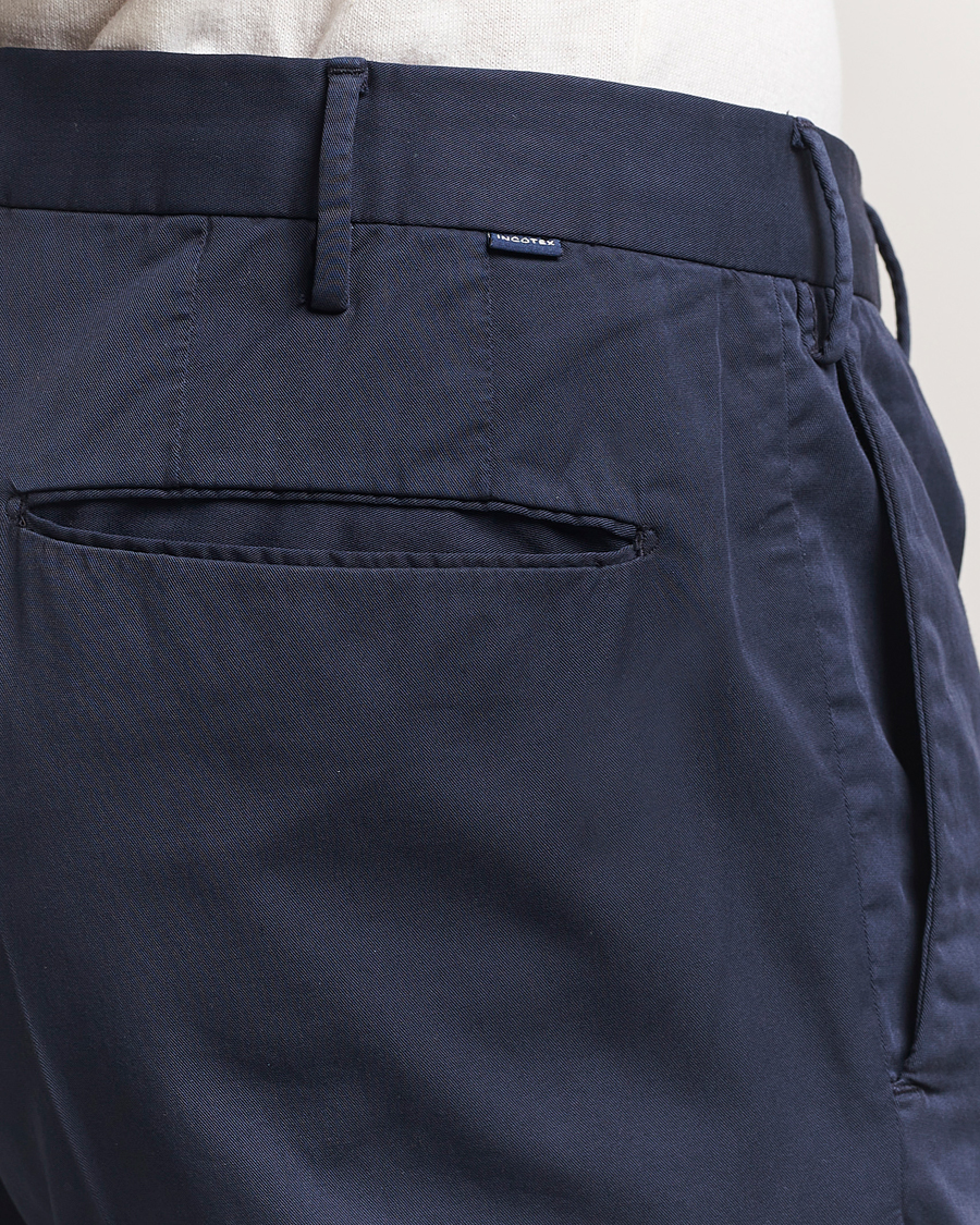 Men | Trousers | Incotex | Slim Fit Garment Dyed Cotton Chinos Navy