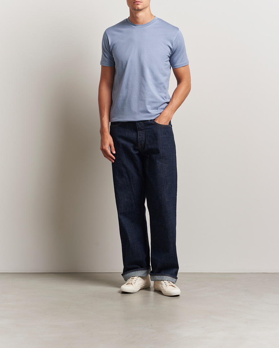 Men | T-Shirts | Sunspel | Riviera Midweight T-Shirt Vintage Blue