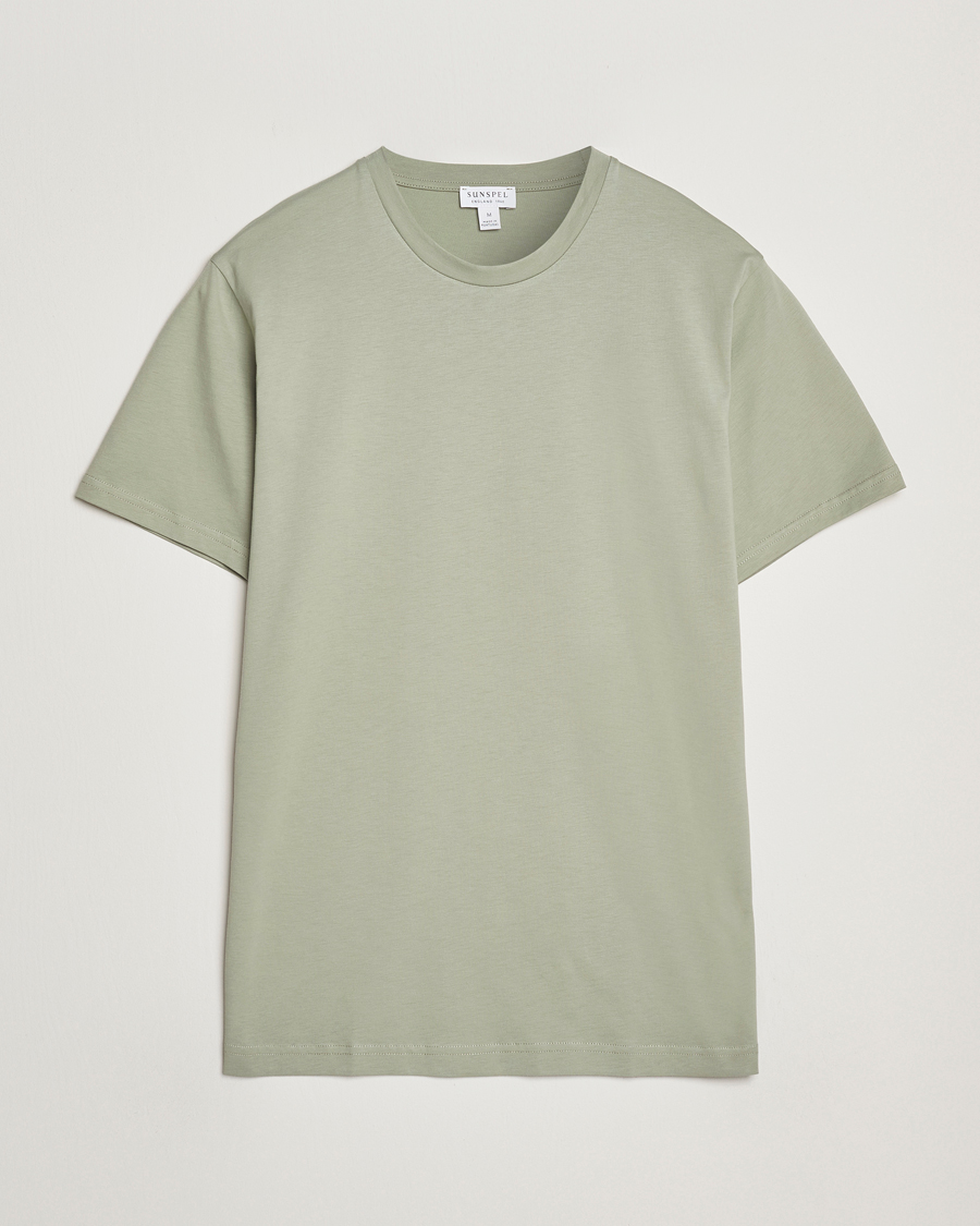 Men | T-Shirts | Sunspel | Riviera Midweight T-Shirt Pastel Green