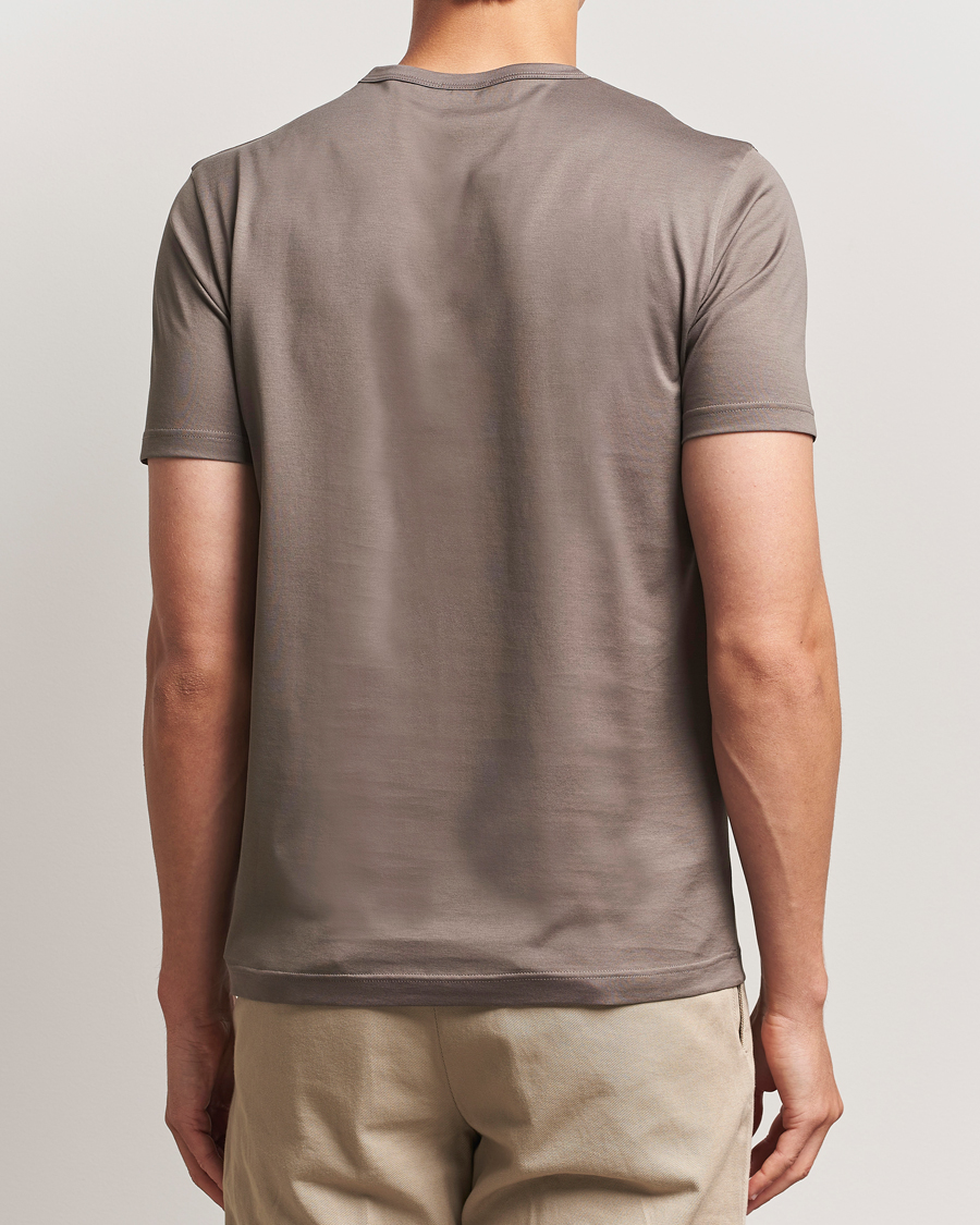 Men | T-Shirts | Sunspel | Crew Neck Q82 Cotton T-Shirt Walnut