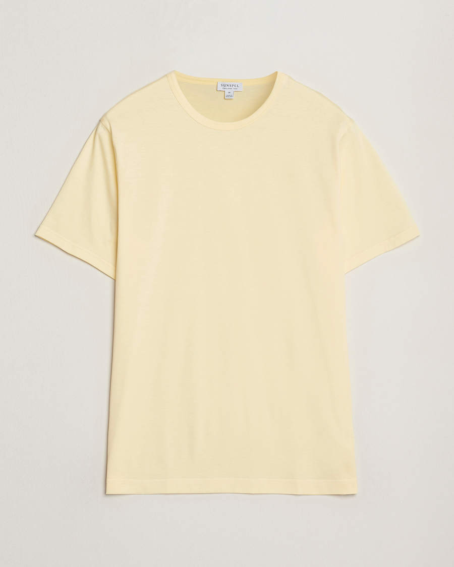 Men | T-Shirts | Sunspel | Crew Neck Q82 Cotton T-Shirt Buttermilk