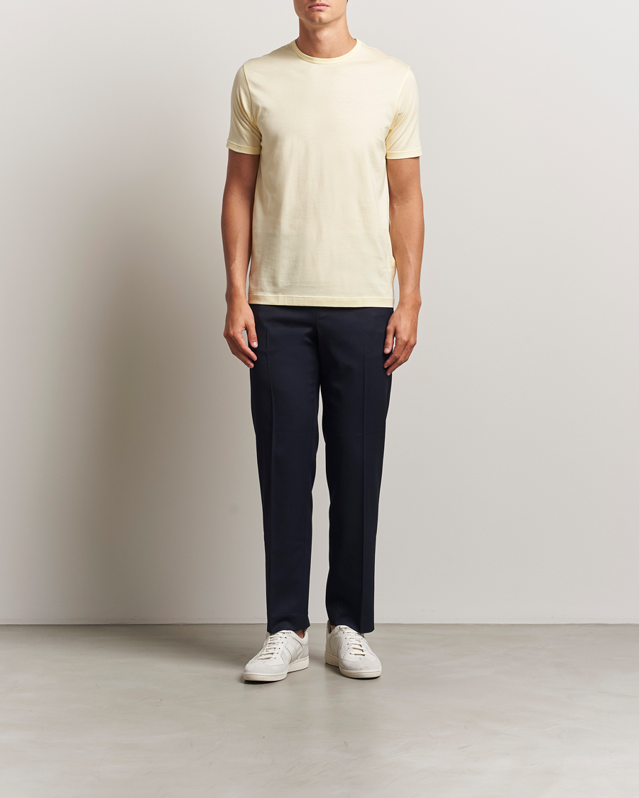 Men | T-Shirts | Sunspel | Crew Neck Q82 Cotton T-Shirt Buttermilk
