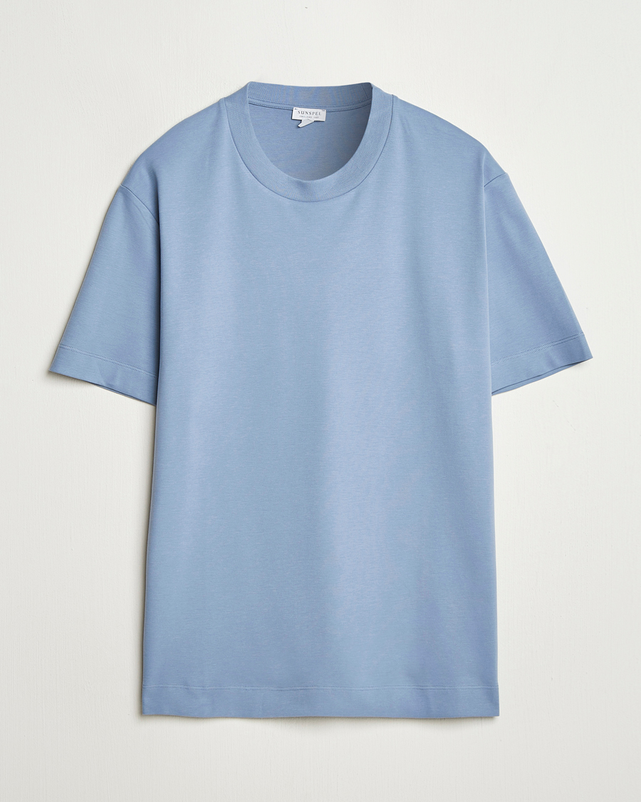 Men | T-Shirts | Sunspel | Heavy Weight Supima Cotton T-Shirt Vintage Blue