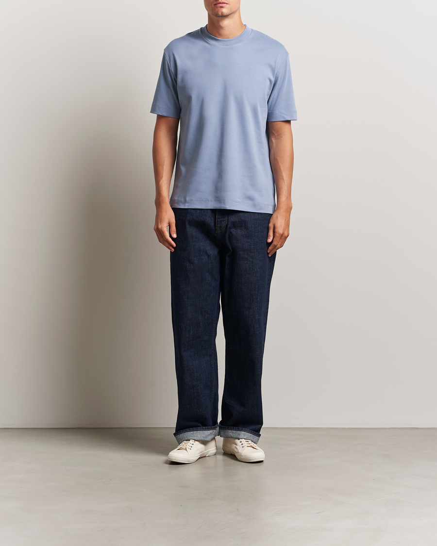 Men | T-Shirts | Sunspel | Heavy Weight Supima Cotton T-Shirt Vintage Blue