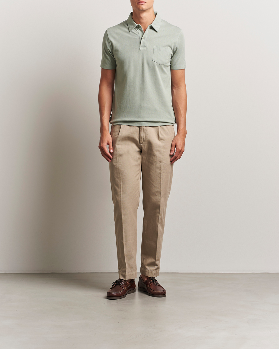 Men | Polo Shirts | Sunspel | Riviera Polo Shirt Pastel Green