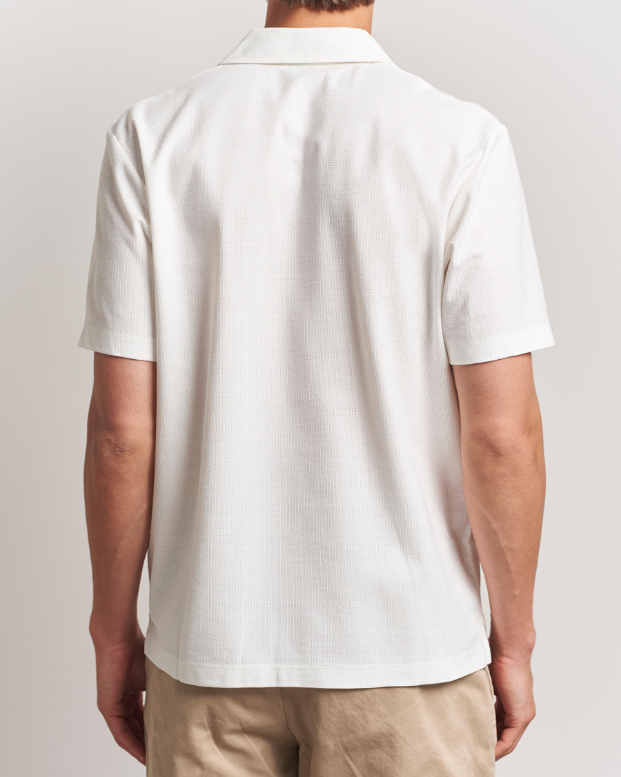 Men | Shirts | Sunspel | Open Collar Mesh Shirt Ecru