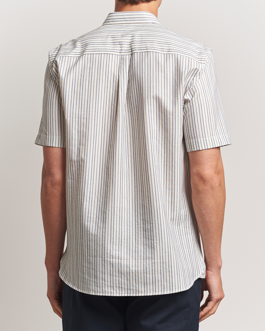 Men | Shirts | Sunspel | Vintage Stripe Shirt Ecru/Denim