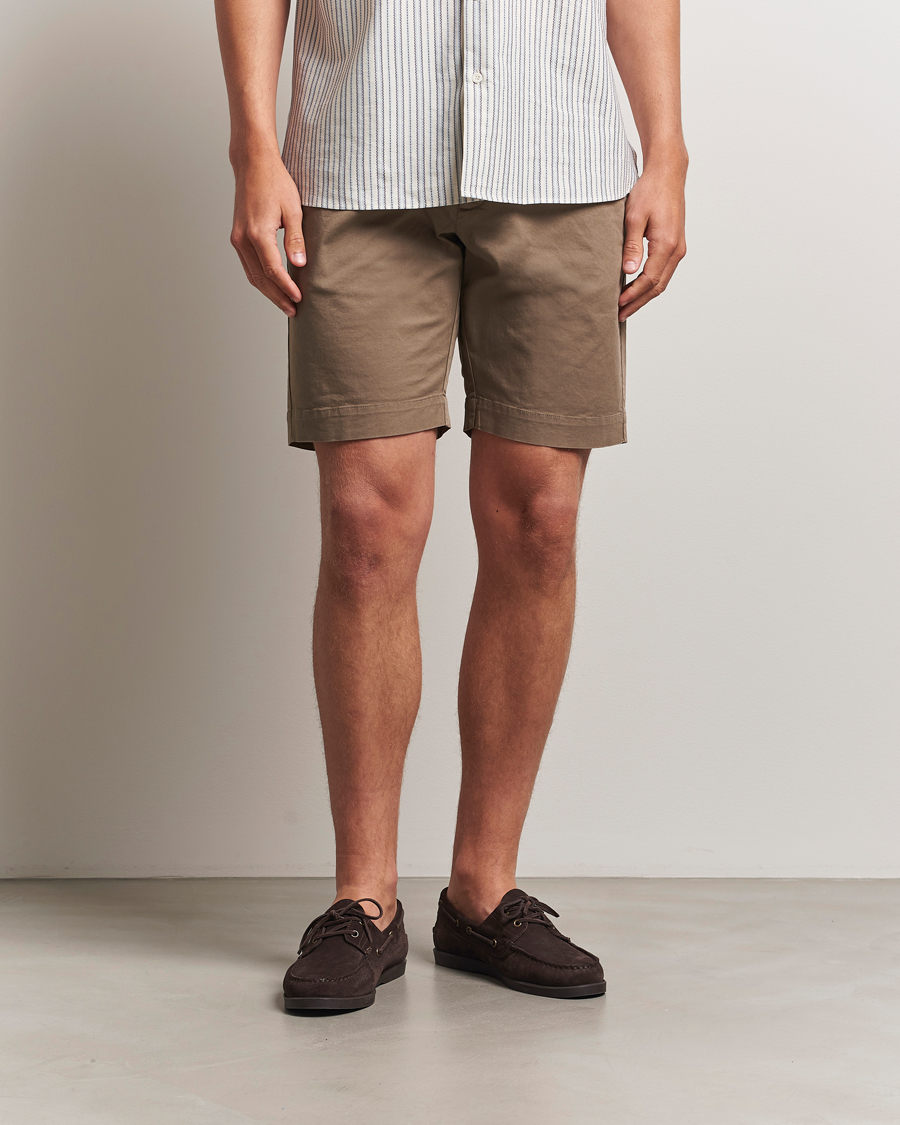 Men | Shorts | Sunspel | Cotton Chino Shorts Dark Stone