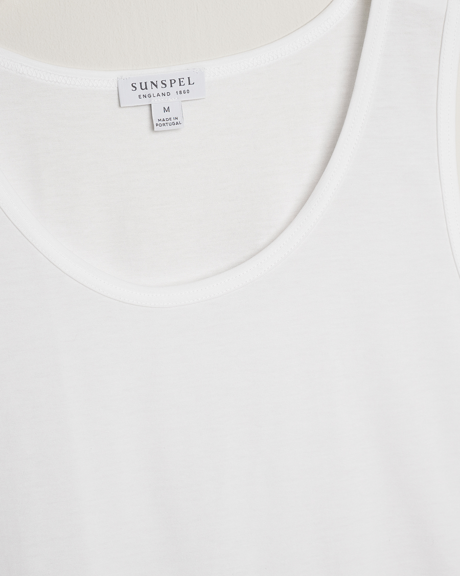 Men | T-Shirts | Sunspel | Superfine Cotton Underwear Vest White
