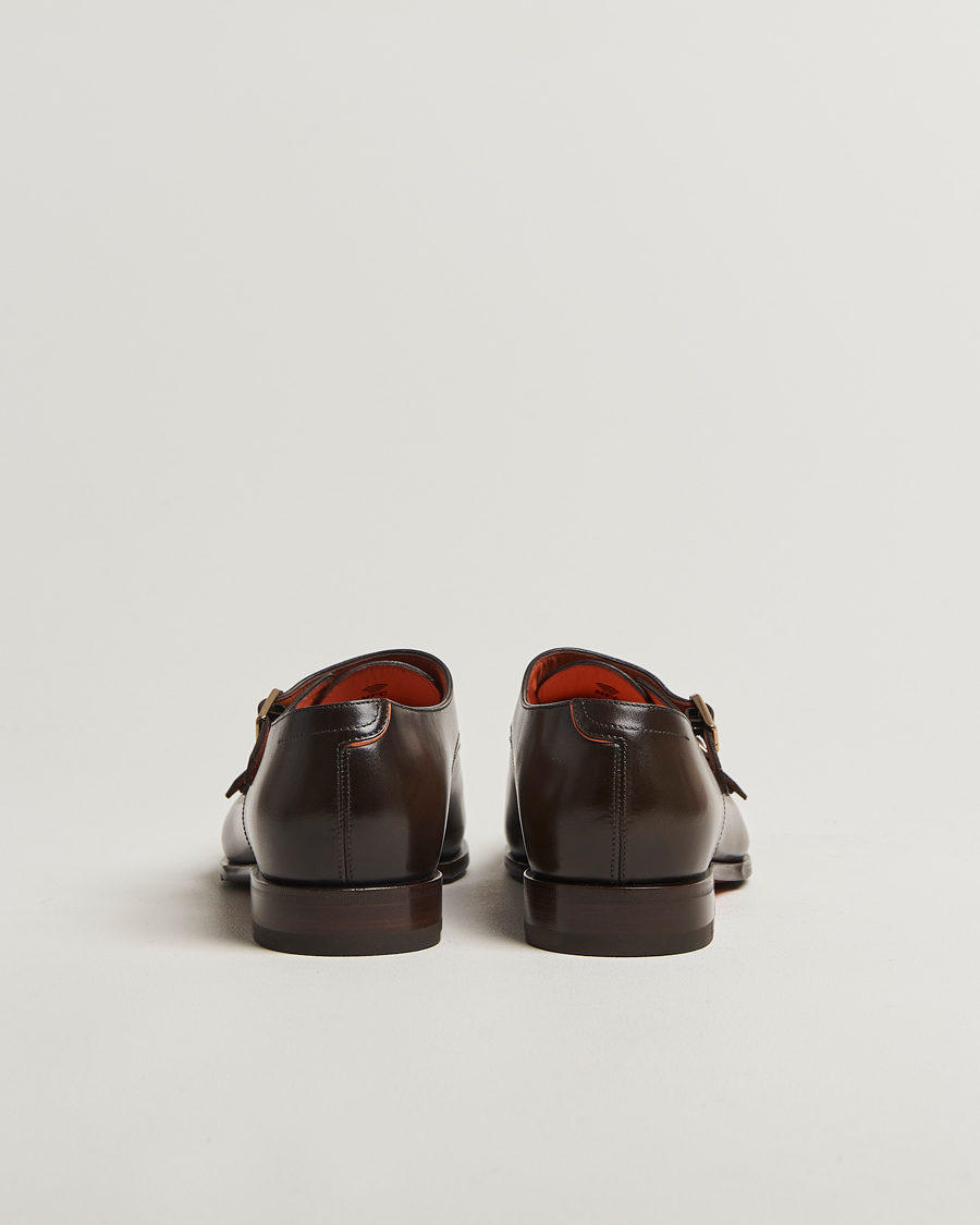 Men | Monk Strap Shoes | Santoni | Adrian Double Monk Dark Brown Calf