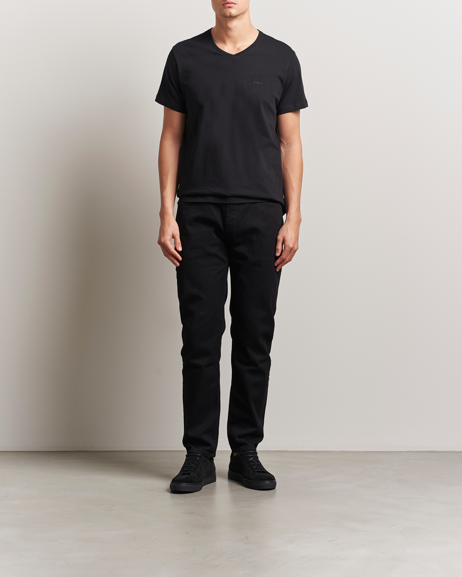 Men | T-Shirts | BOSS BLACK | 2-Pack Relaxed Fit V-Neck T-Shirt Black