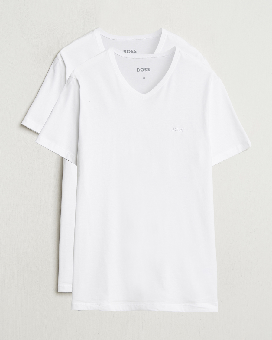 Men | T-Shirts | BOSS BLACK | 2-Pack Relaxed Fit V-Neck T-Shirt White