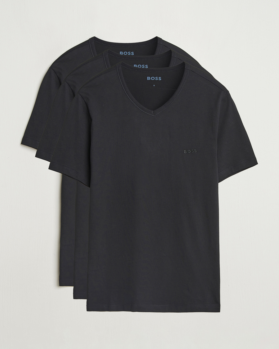 Men | T-Shirts | BOSS BLACK | 3-Pack V-Neck T-Shirt Black