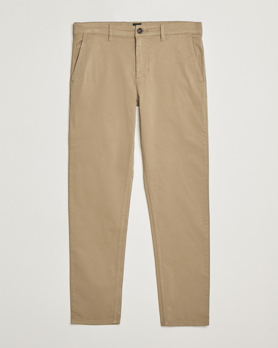 Men | Trousers | BOSS ORANGE | Tapered Fit Cotton Chinos Beige