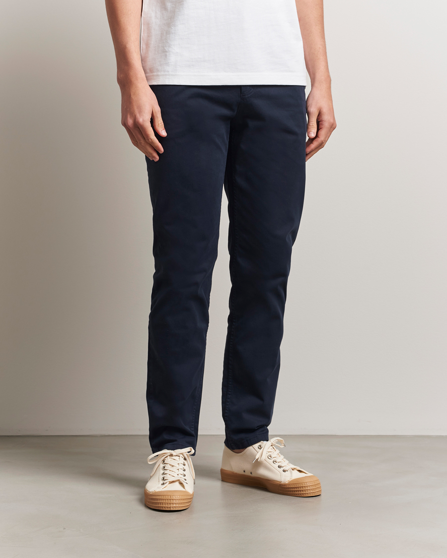 Men | Trousers | BOSS ORANGE | Tapered Fit Cotton Chinos Dark Blue