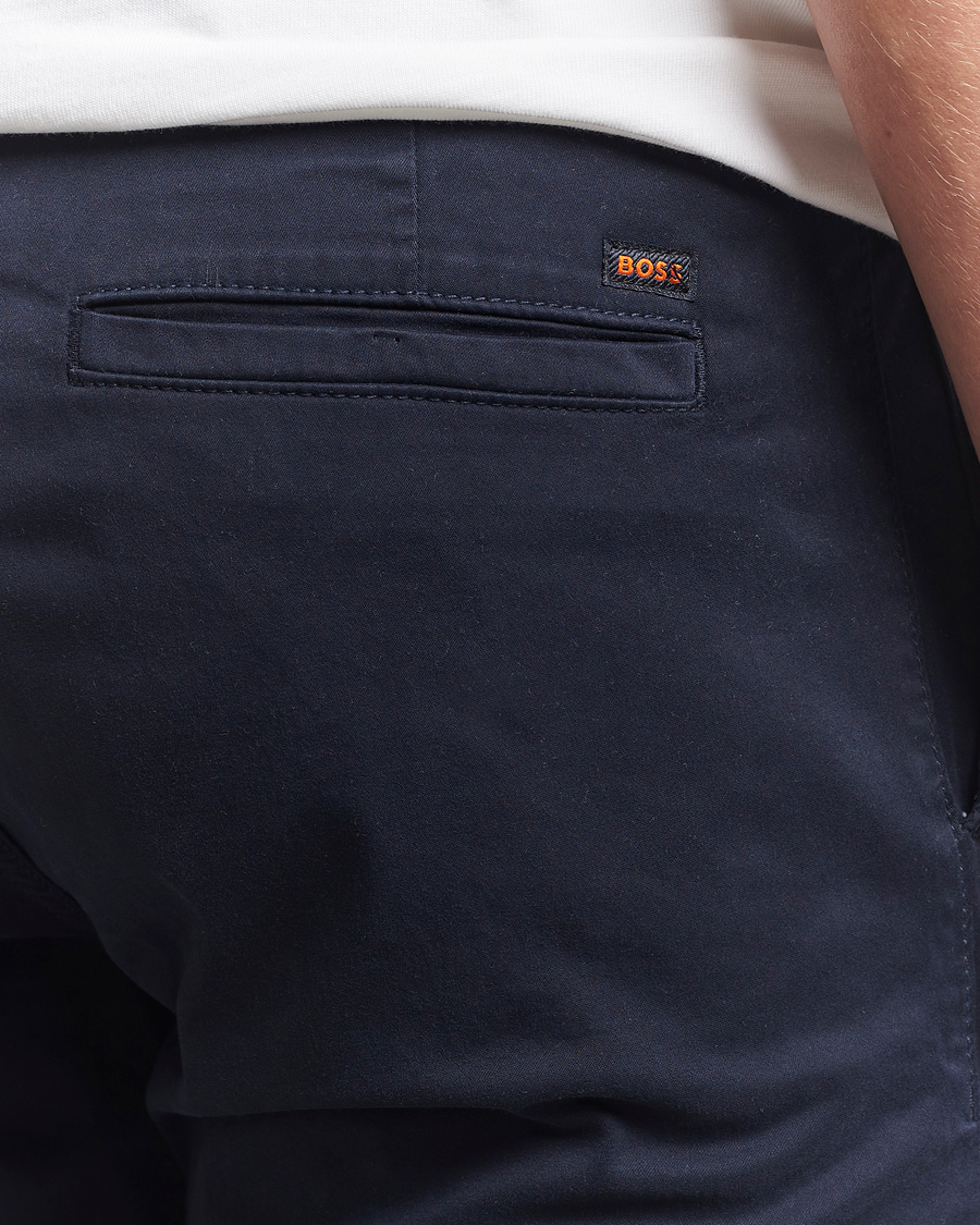 Men | Trousers | BOSS ORANGE | Tapered Fit Cotton Chinos Dark Blue