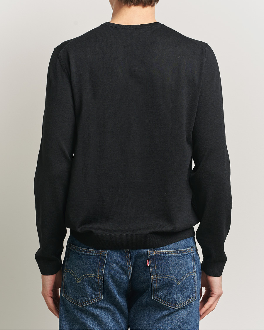 Men | Sweaters & Knitwear | BOSS BLACK | Leno Wool Crew Neck Pullover Black
