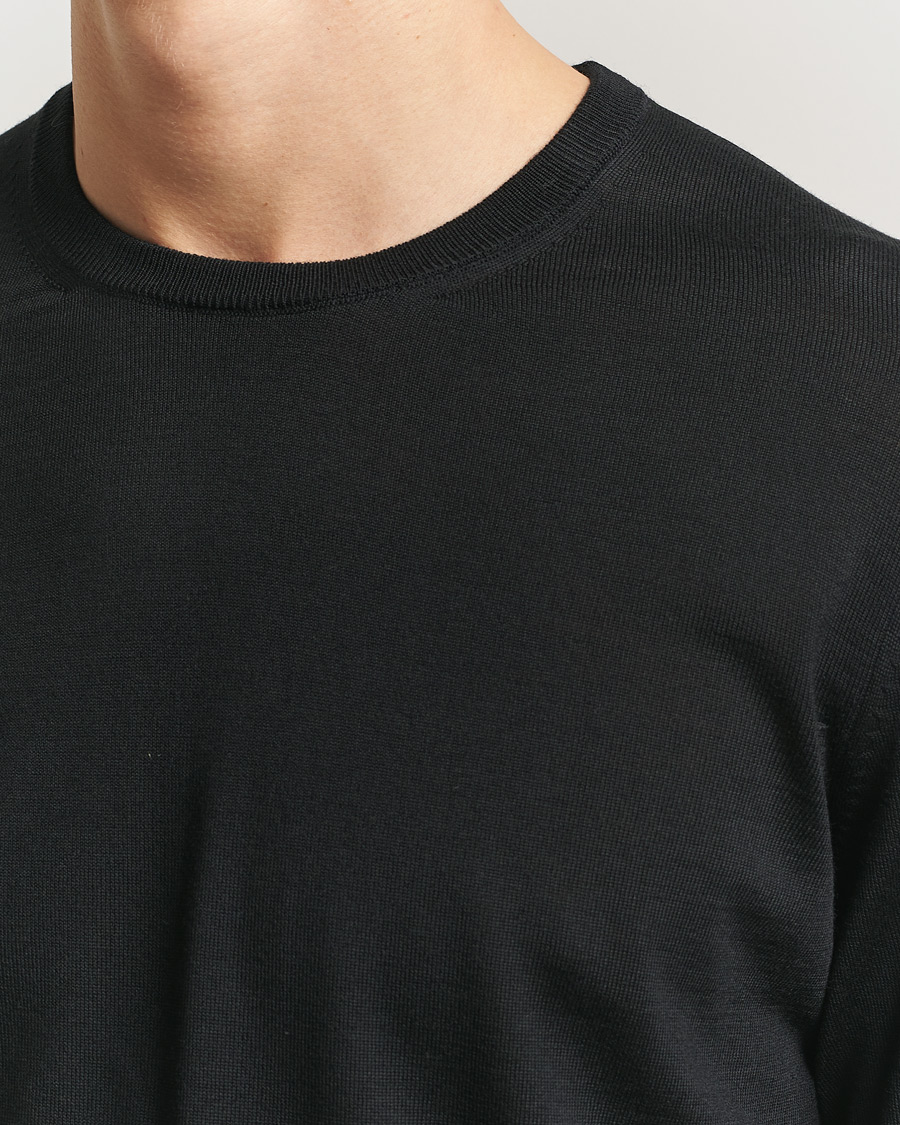 Men | Sweaters & Knitwear | BOSS BLACK | Leno Wool Crew Neck Pullover Black