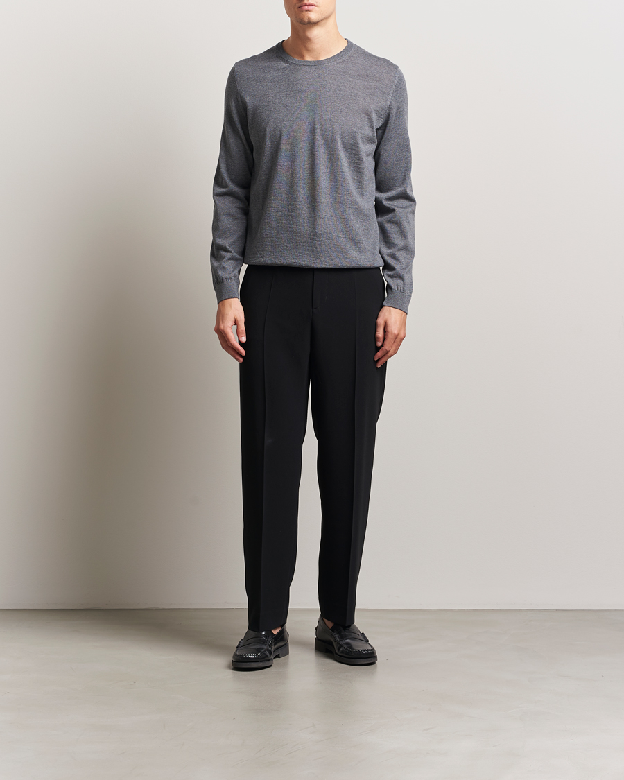 Men | Sweaters & Knitwear | BOSS BLACK | Leno Wool Crew Neck Pullover Medium Grey