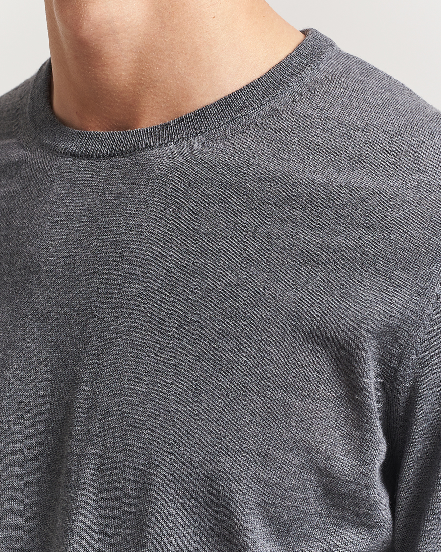 Men | Sweaters & Knitwear | BOSS BLACK | Leno Wool Crew Neck Pullover Medium Grey