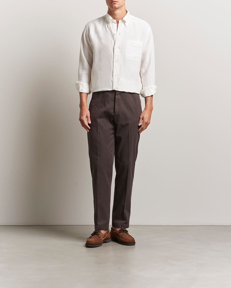Men | Shirts | Kamakura Shirts | Linen Ametora Shirt White