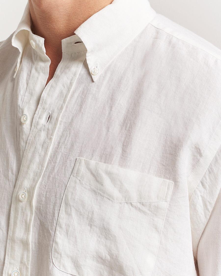 Men | Shirts | Kamakura Shirts | Linen Ametora Shirt White