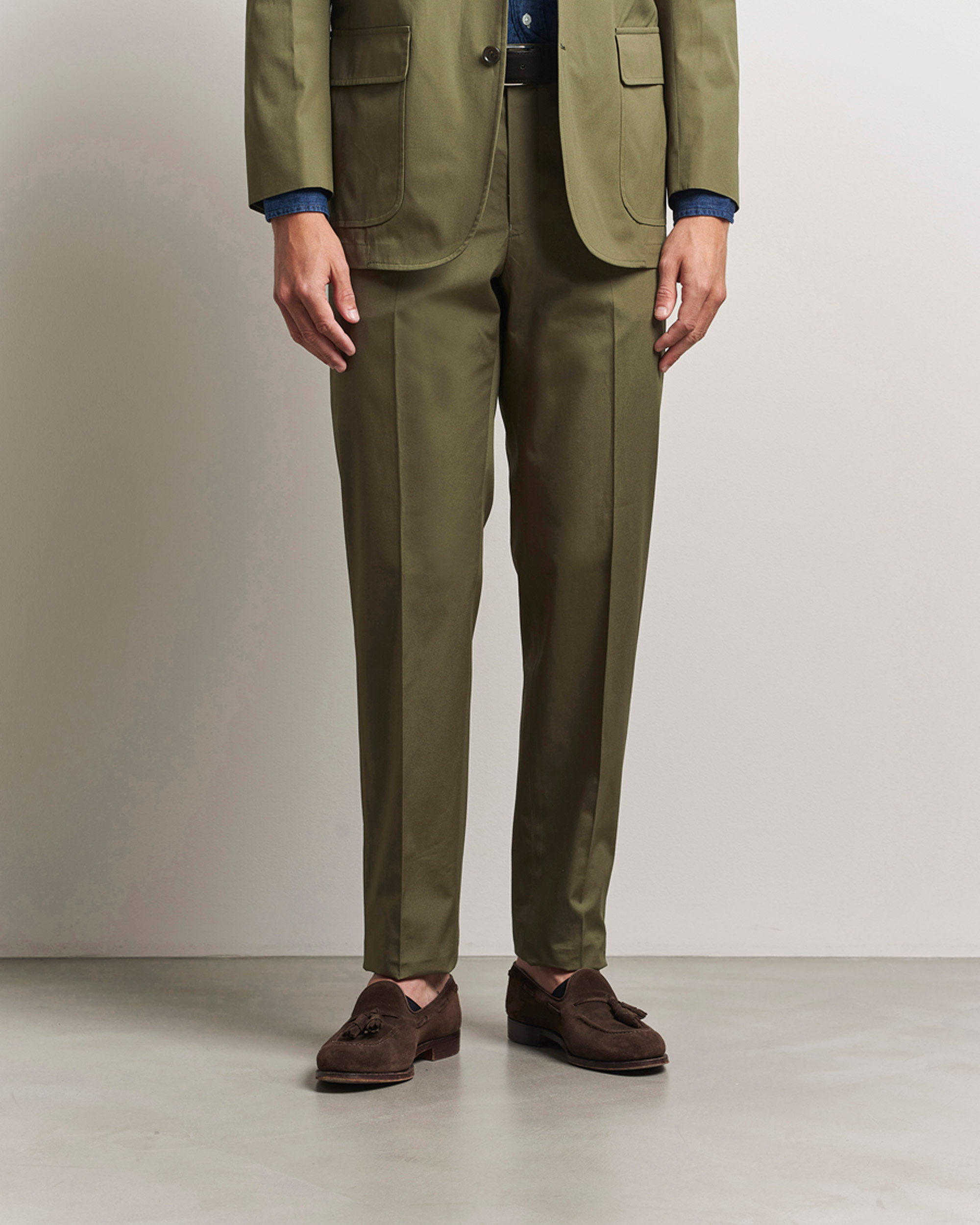 Men | Trousers | Kamakura Shirts | Cotton Ivy Trousers Olive