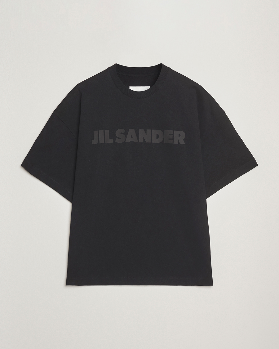 Men | T-Shirts | Jil Sander | Round Collar Tonal Logo T-Shirt Black