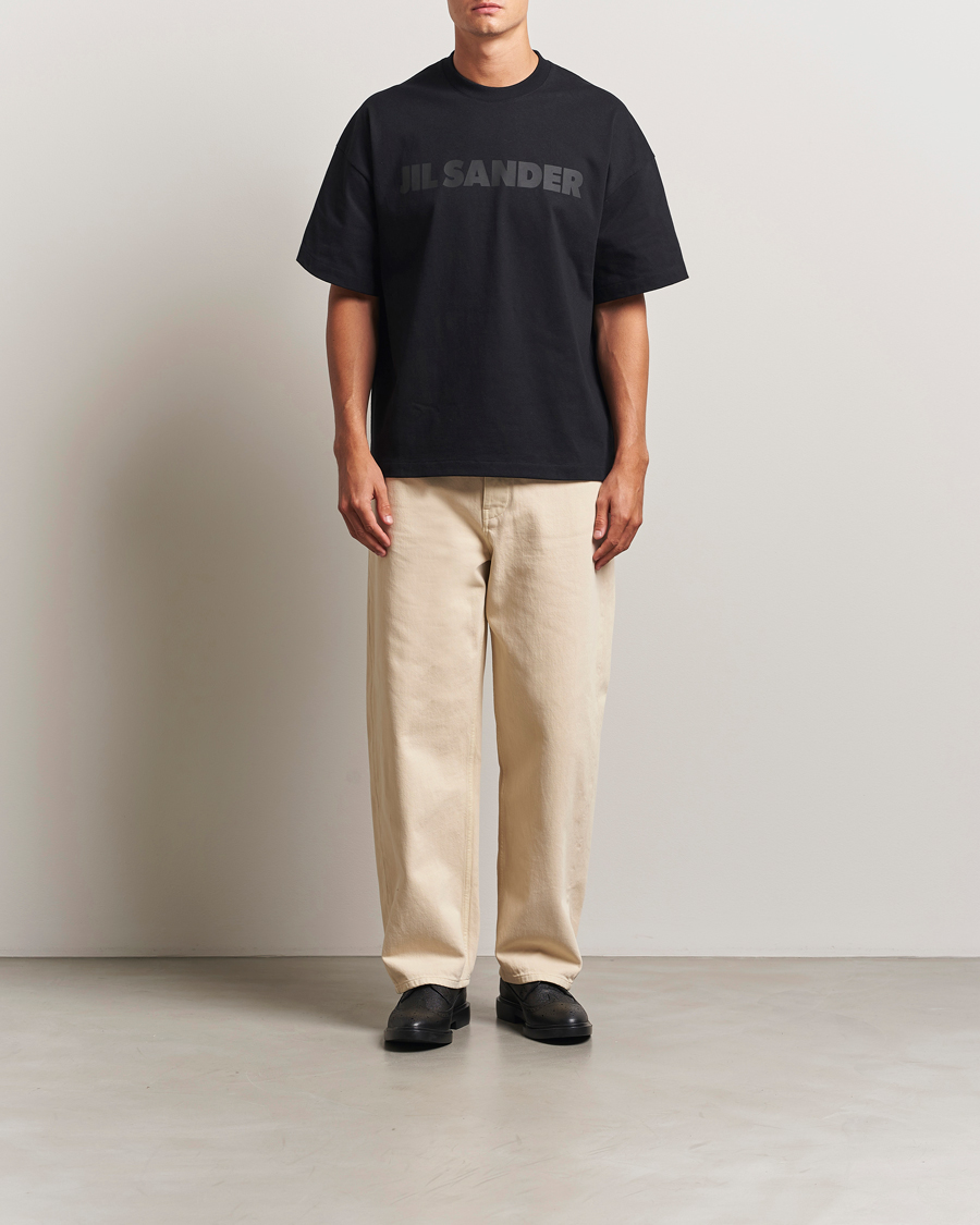 Men | T-Shirts | Jil Sander | Round Collar Tonal Logo T-Shirt Black