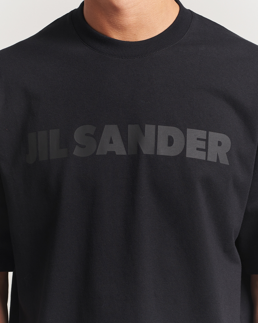 Men | T-Shirts | Jil Sander | Round Collar Tonal Logo T-Shirt Black