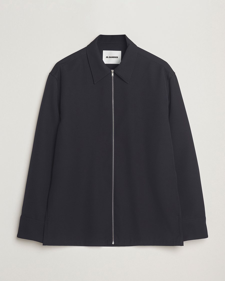Men | Shirts | Jil Sander | Wool Zip Overshirt Navy