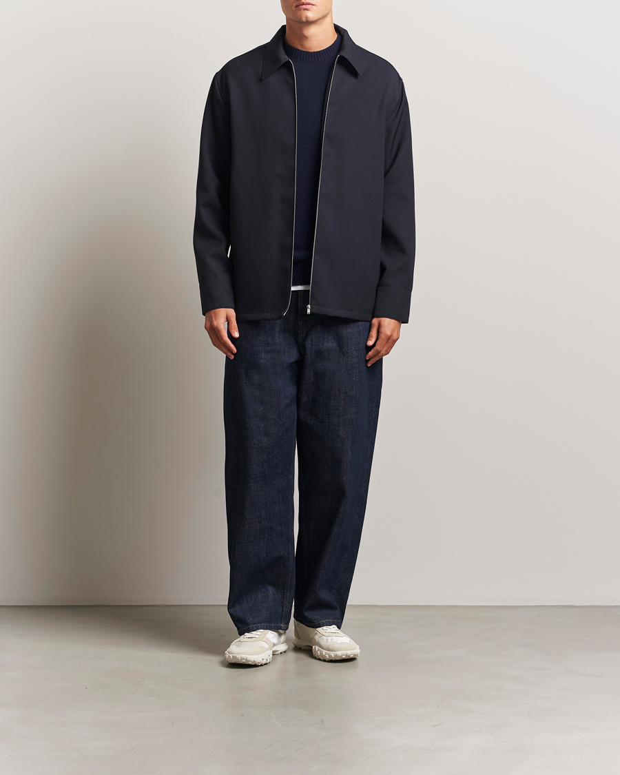 Men | Shirts | Jil Sander | Wool Zip Overshirt Navy