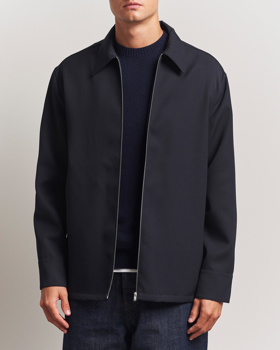 Men | Shirts | Jil Sander | Wool Zip Overshirt Navy
