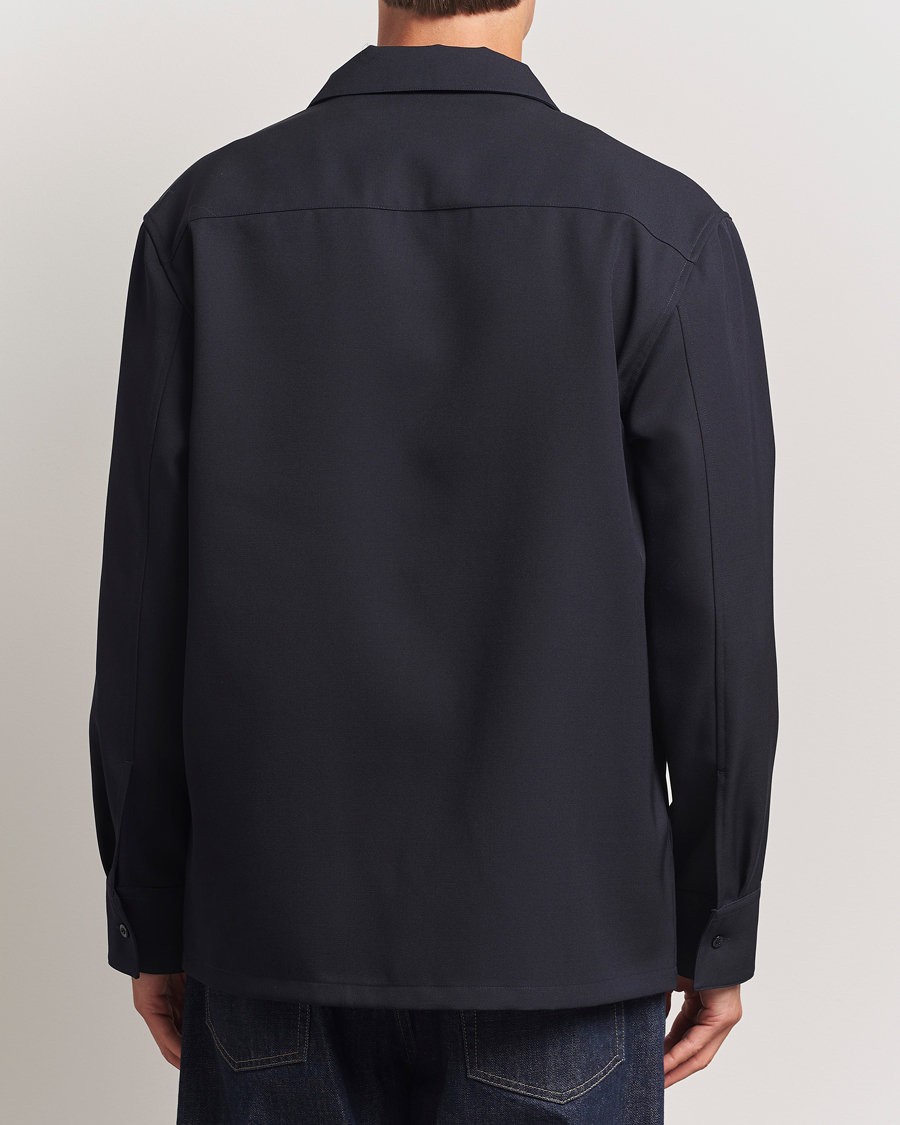 Men | Shirts | Jil Sander | Wool Zip Overshirt Navy