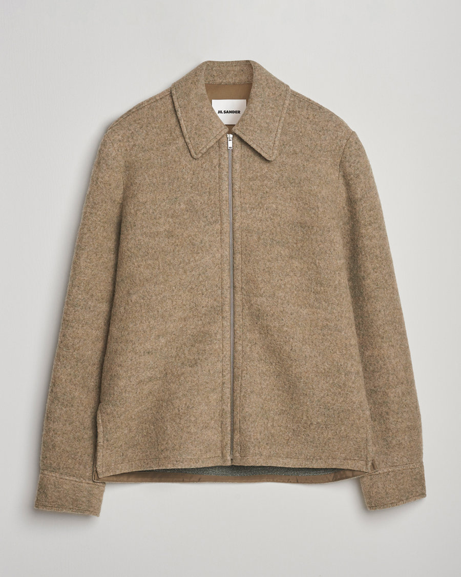 Men | Coats & Jackets | Jil Sander | Felted Wool Shirt Jacket Beige