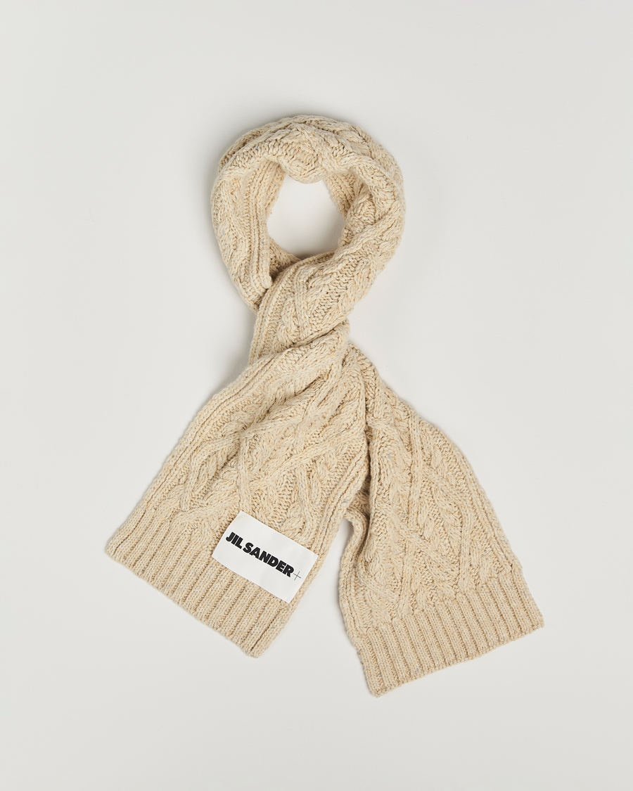Men | Scarves | Jil Sander | Wool Donegal Cable Scarf Natural
