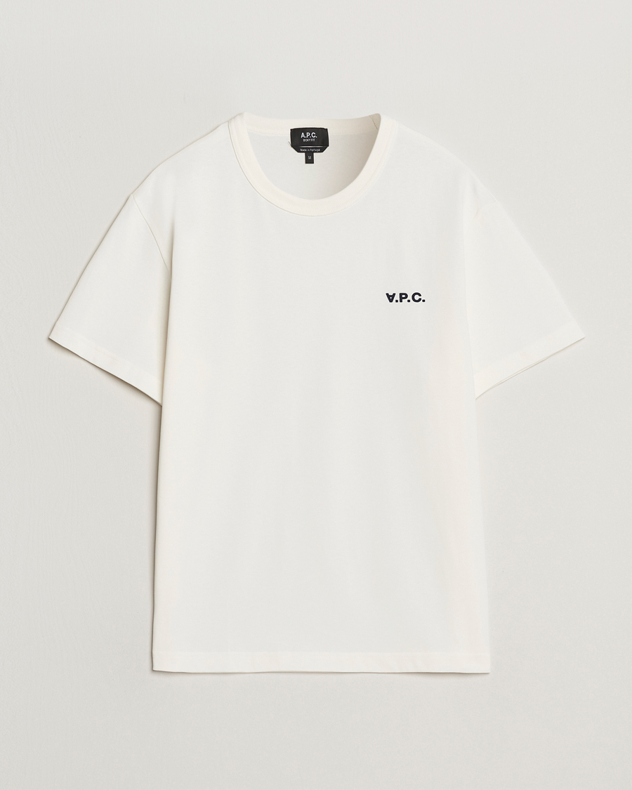 Men | T-Shirts | A.P.C. | Boxy Fit Petit VPC T-Shirt White/Dark Navy