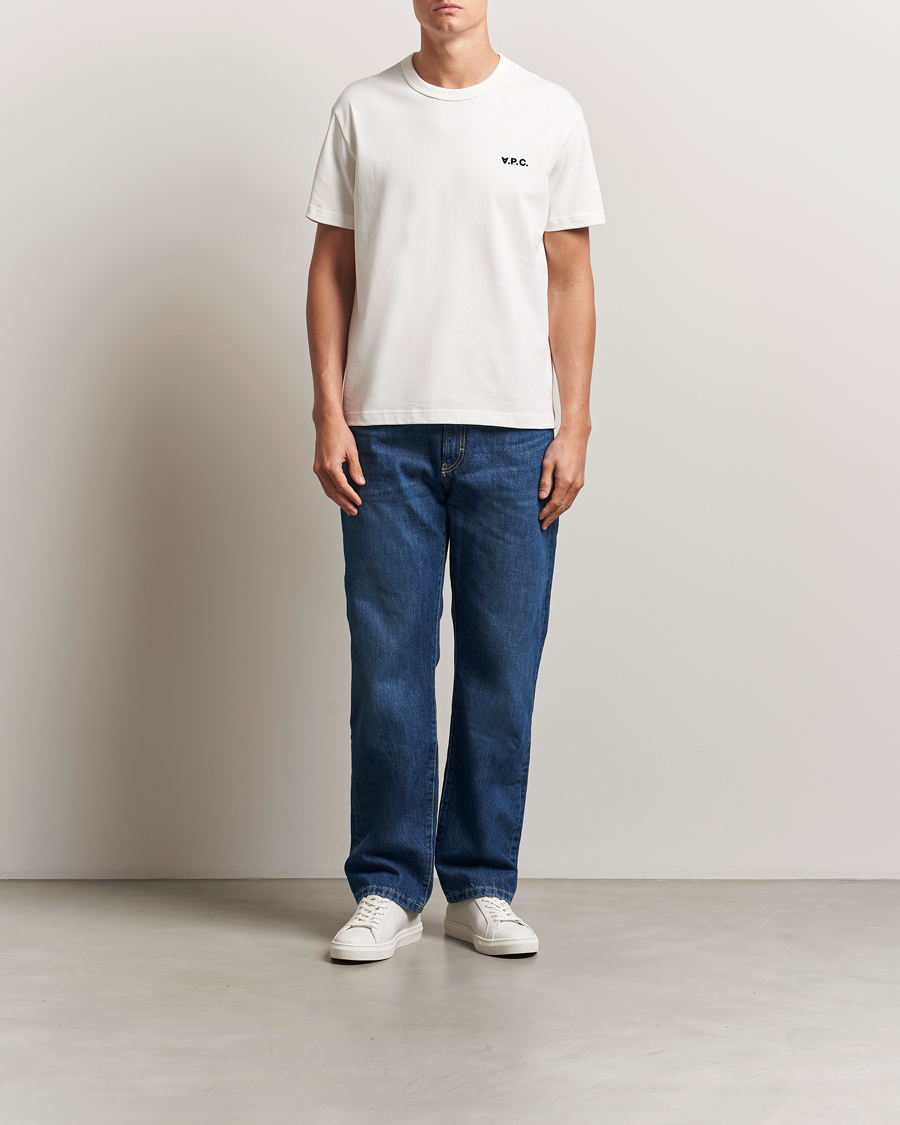 Men | T-Shirts | A.P.C. | Boxy Fit Petit VPC T-Shirt White/Dark Navy