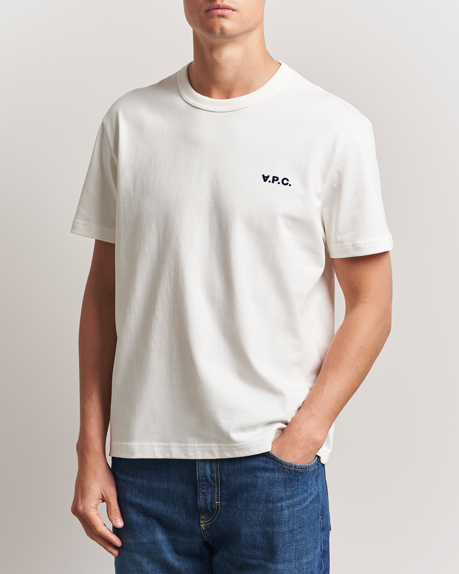 Men | T-Shirts | A.P.C. | Boxy Fit Petit VPC T-Shirt White/Dark Navy