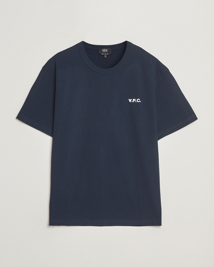 Men | T-Shirts | A.P.C. | Boxy Fit Petit VPC T-Shirt Dark Navy/Ecru