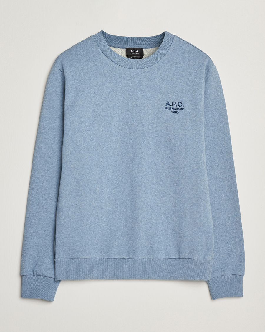 Men | Sweaters & Knitwear | A.P.C. | Rue Madame Sweatshirt Blue Melange/Navy